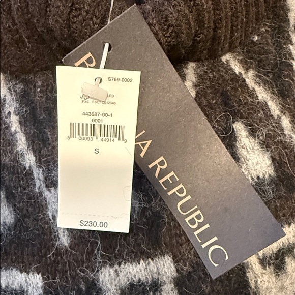 NWT Banana Republic Chocolate Brown and Gray Fair Isle Cowl Neck Sweater - Picture 4 of 6